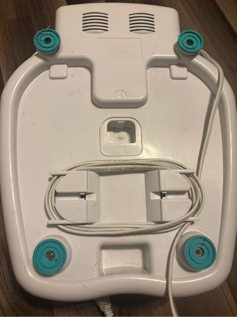 Soothing Teal and White Foot Spa with Removable Rollers